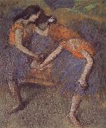 Edgar Degas Two dance wear yellow dress oil painting artist